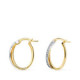 18K Aros Oro Bicolor Huecos Oval Doble Banda Y Circonitas 15 X 14 Mm. Grosor: 1,5Mm