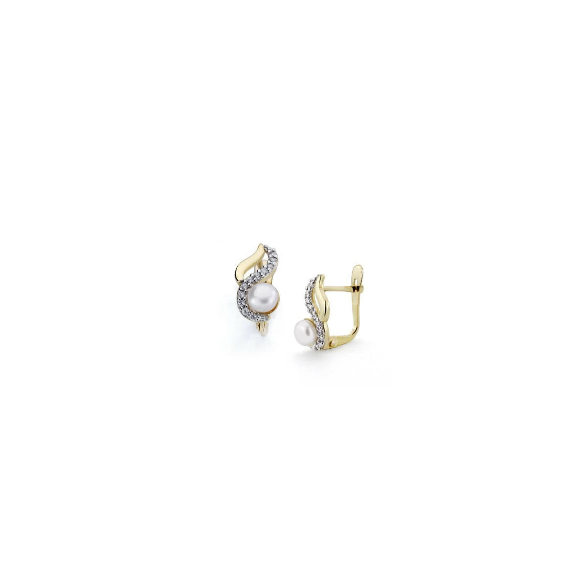 18K Pendientes Bicolor Perla 12X6 Mm