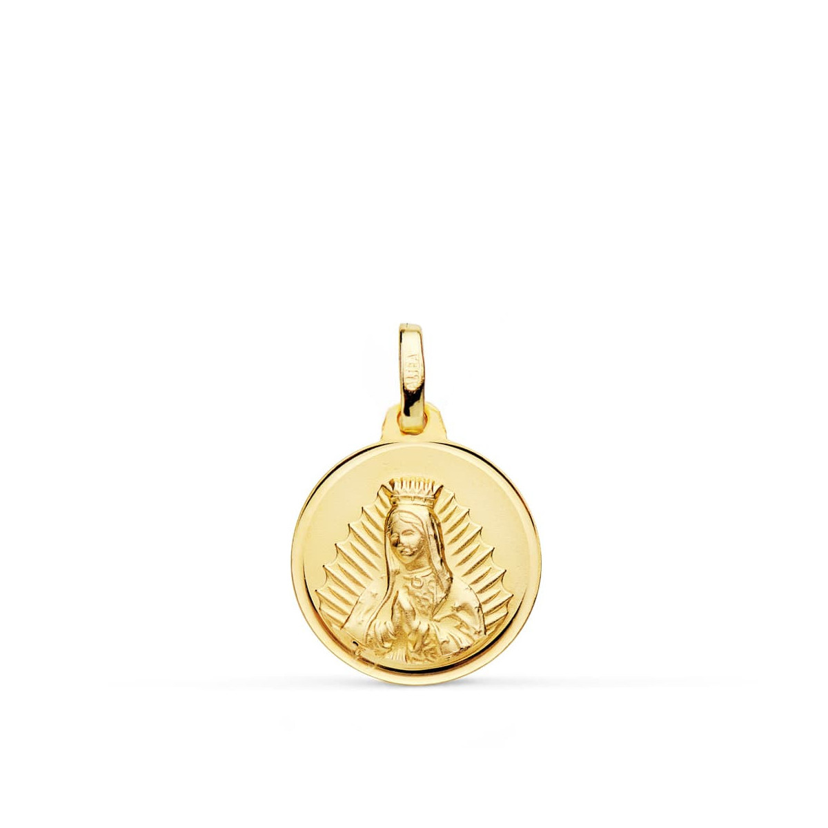 18K Medalla Virgen Guadalupe Bisel 16 Mm