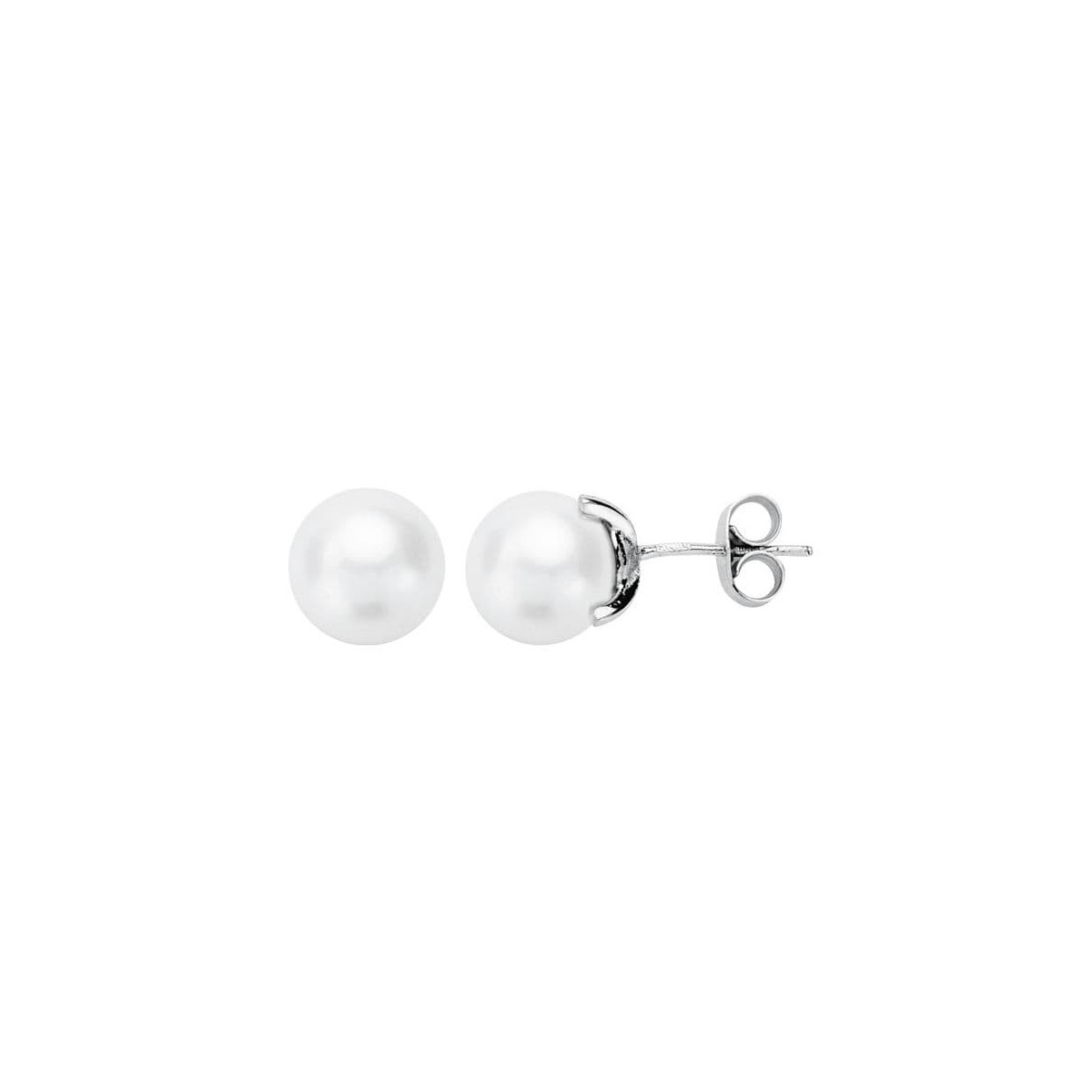 18K Pendientes Oro Blanco Perla Cultivada 8-8.5 Mm