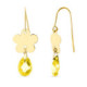 18K Pendientes Oro Amarillo Flor Piedra Citrino 10X7 Mm