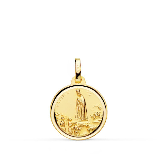 18K Medalla Virgen De Fatima 16 Mm Bisel 1.80Gr