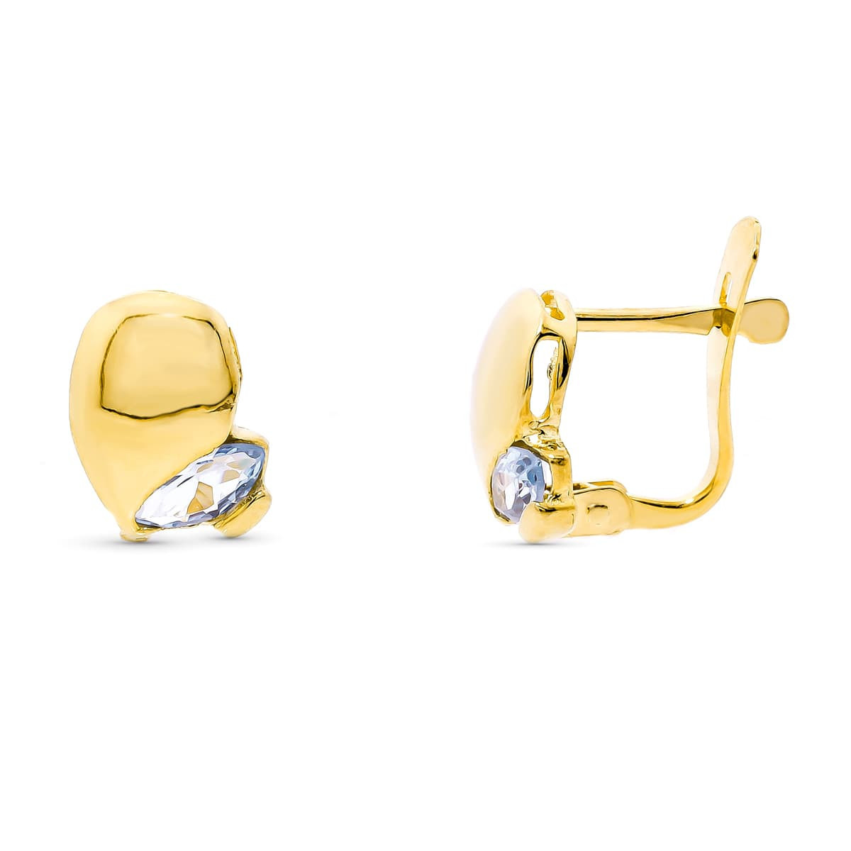 18K Pendientes Oro Amarillo Piedra Aguamarina Catalan