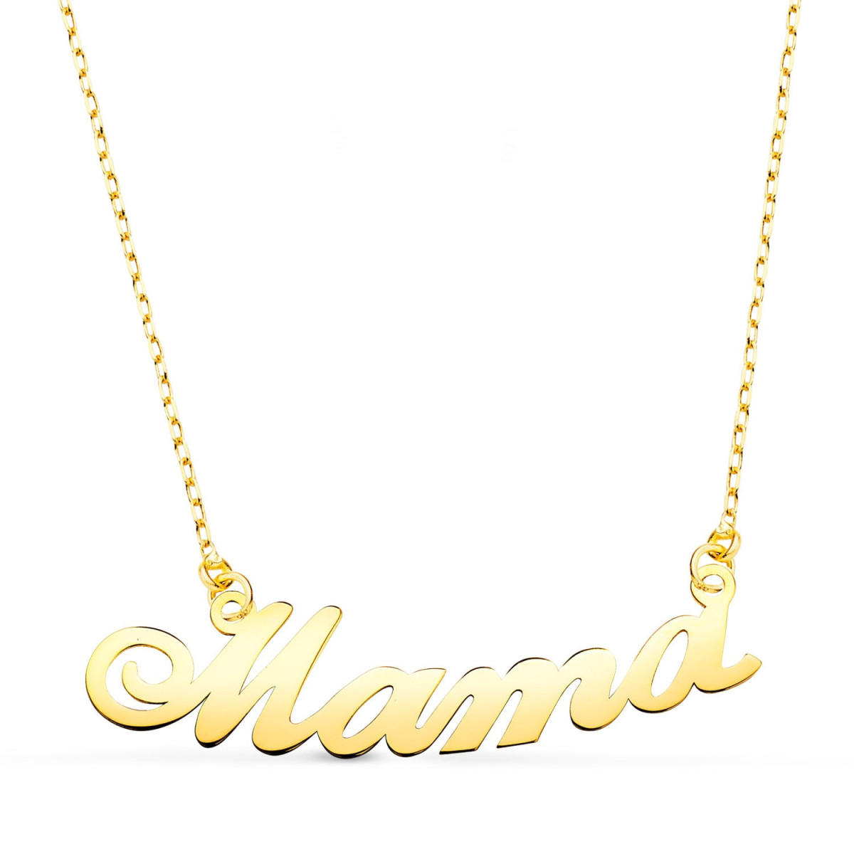 18K Gargantilla Oro Amarillo Letra Mama Ancho: 34Mm Cadena 44+2 Cm