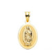 18K Medalla Oro Amarillo Virgen Guadalupe Oval En Brillo. 21 X 15 Mm