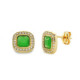 18K Pendientes Piedra Verde 9X9 Mm