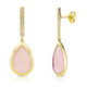 18K Pendientes Piedra Rosa 33X12 Mm