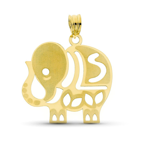 18K Colgante Oro Amarillo Laser Elefante. 25X24 Mm