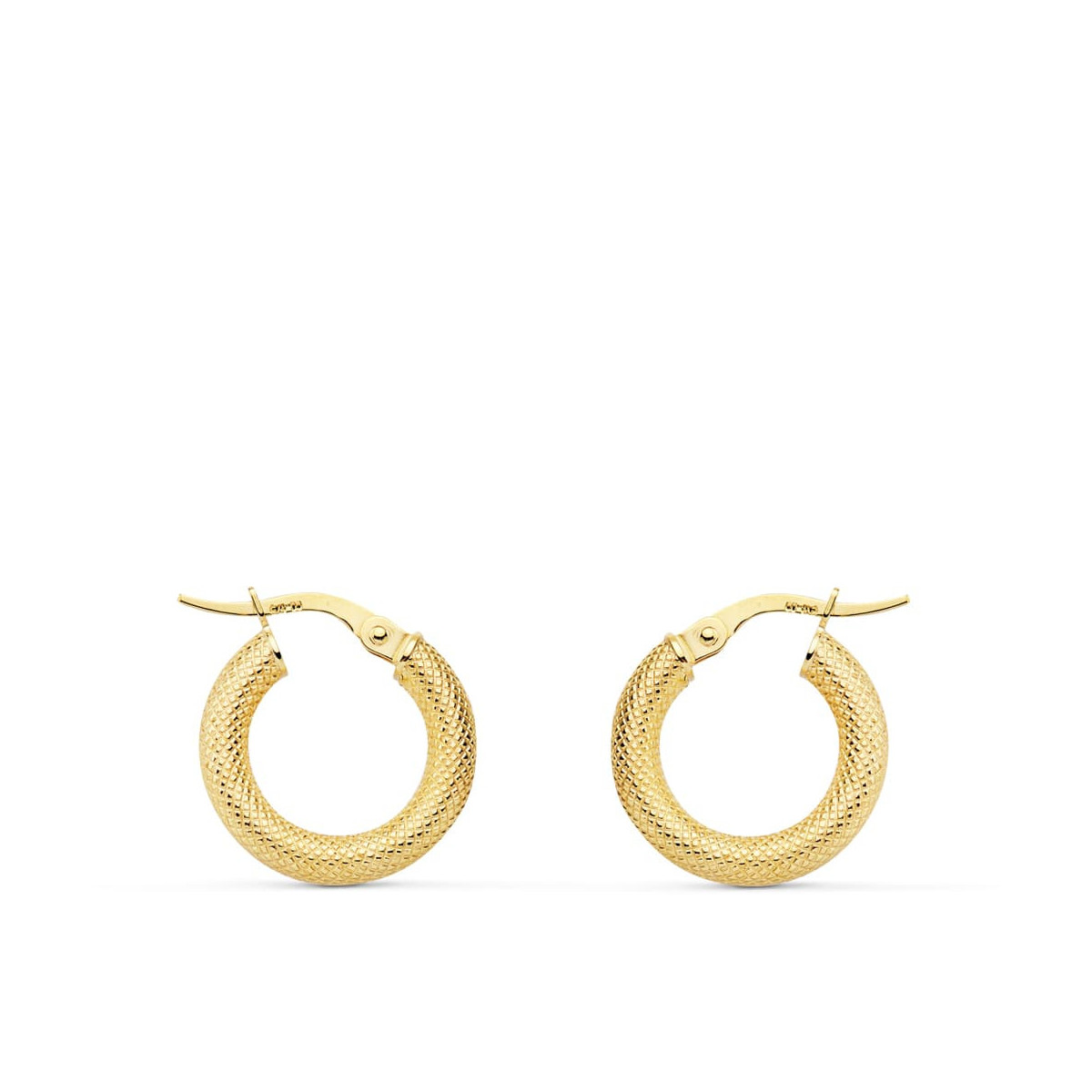 18K Aros Oro Amarillo Huecos Espiga 16X3 Mm