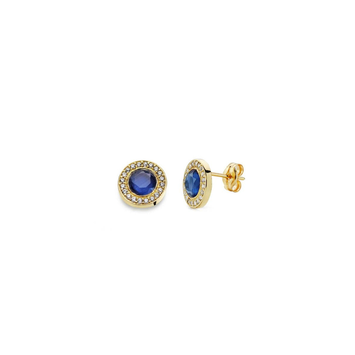 18K Pendientes Piedra Azul. 5Mm Circonitas