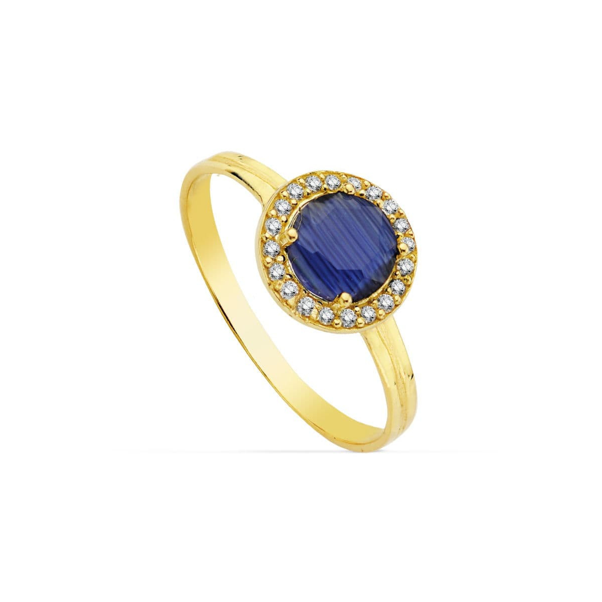 18K Sortija Piedra Azul 9 Mmcirconitas