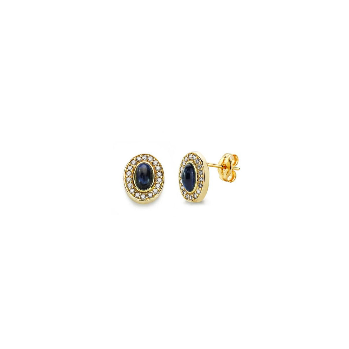 18K Pendientes Piedra Azul 9X7 Mm