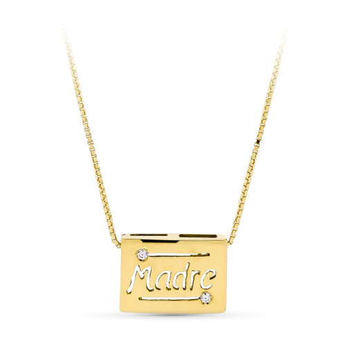 18K Colgante Oro Amarillo Madre Rectangular Madre