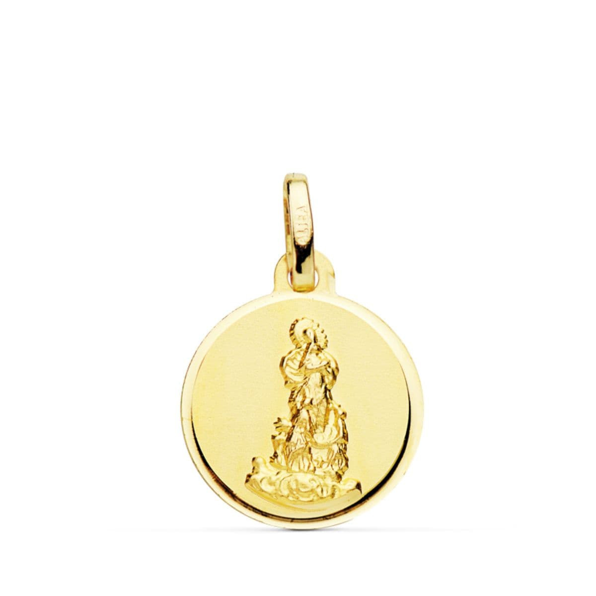 18K Medalla Virgen Ntrasra Del Saliente Bisel 14 Mm