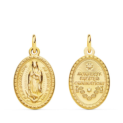 18K Medalla Virgen De Guadalupe Oval 18X14 Mm