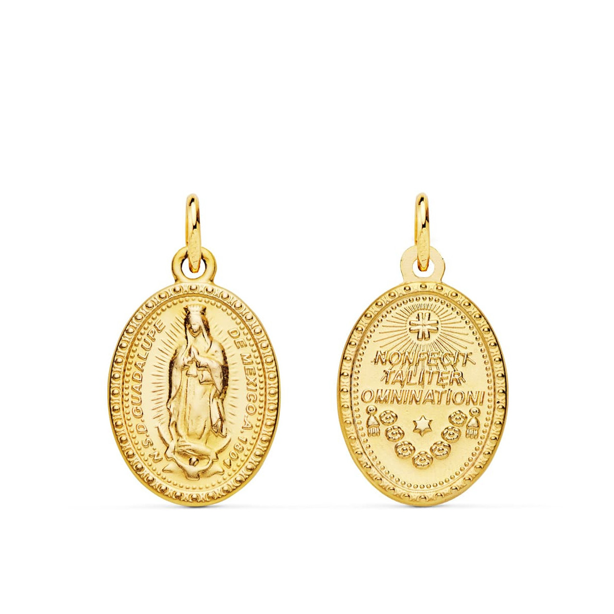 18K Medalla Virgen De Guadalupe Oval 18X14 Mm