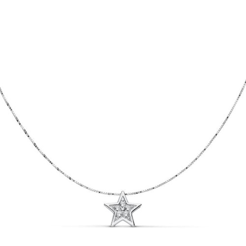 18K Colgante Estrella 6X6 Mm Cadena 42 Cm