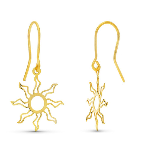 18K Pendientes Oro Amarillo Laser Sol