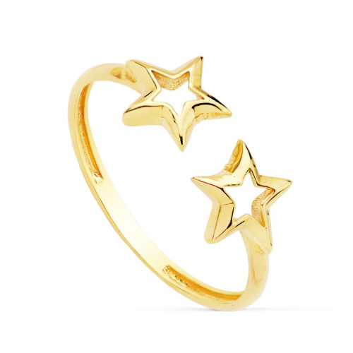 18K Sortija Estrellas 6 Mm Ajustable