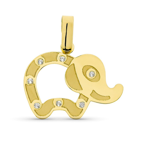 18K Colgante Oro Amarillo Elefante Laser. 20X16 Mm