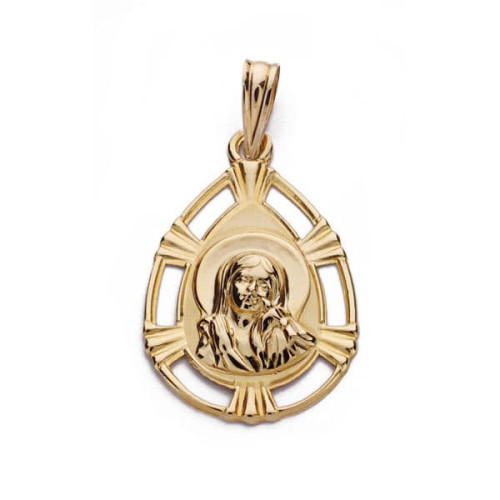 18K Medalla Virgen Niña Lagrima 22X15 Mm