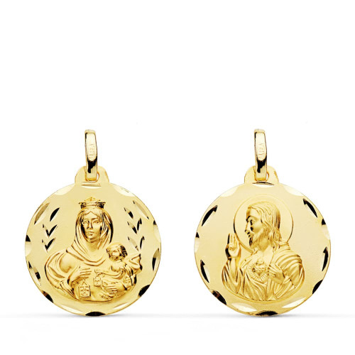 9K Virgen Carmen Y Corazon Jesus 18Mm 1.65G