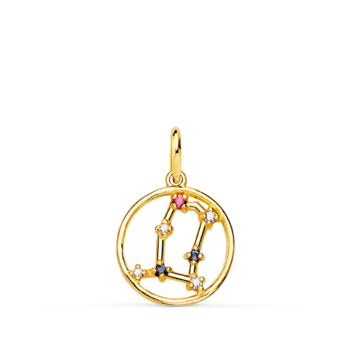 18K Colgante Oro Amarillo Horoscopo Geminis Constelaciones Circonitas 12 Mm