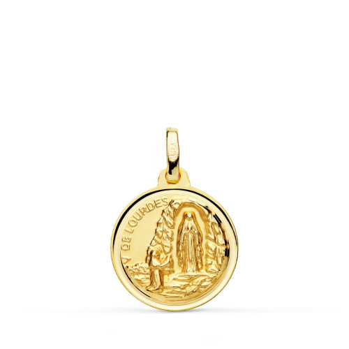 9K Medalla Virgen De Lourdes 16 Mm