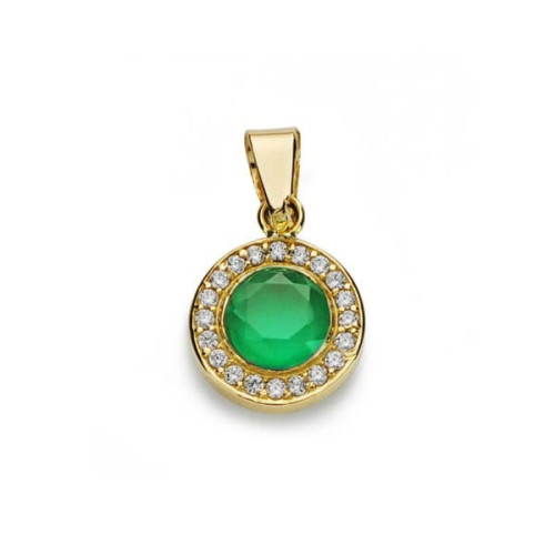 18K Colgante Piedra Verde 5Mm Circonitas