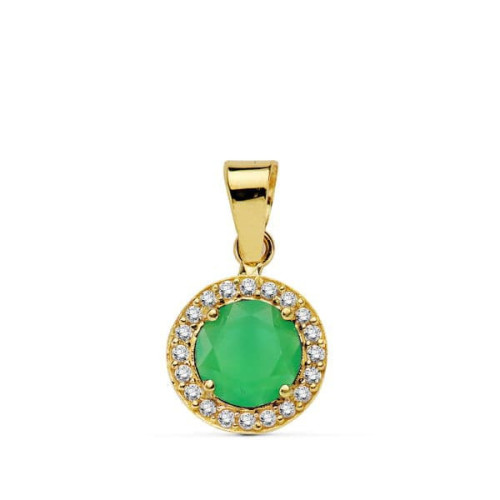 18K Colgante Piedra Verde 9 Mmcirconitas