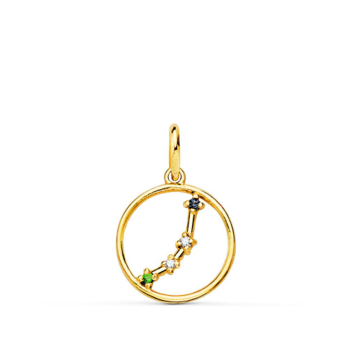 18K Colgante Oro Amarillo Horoscopo Aries Constelaciones Circonitas 12 Mm