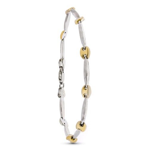 18K Pulsera Estampada Oro Y Plata