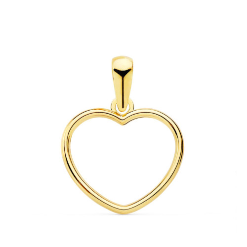 18K Colgante Oro Amarillo Corazon Cerco Liso 13X12 Mm