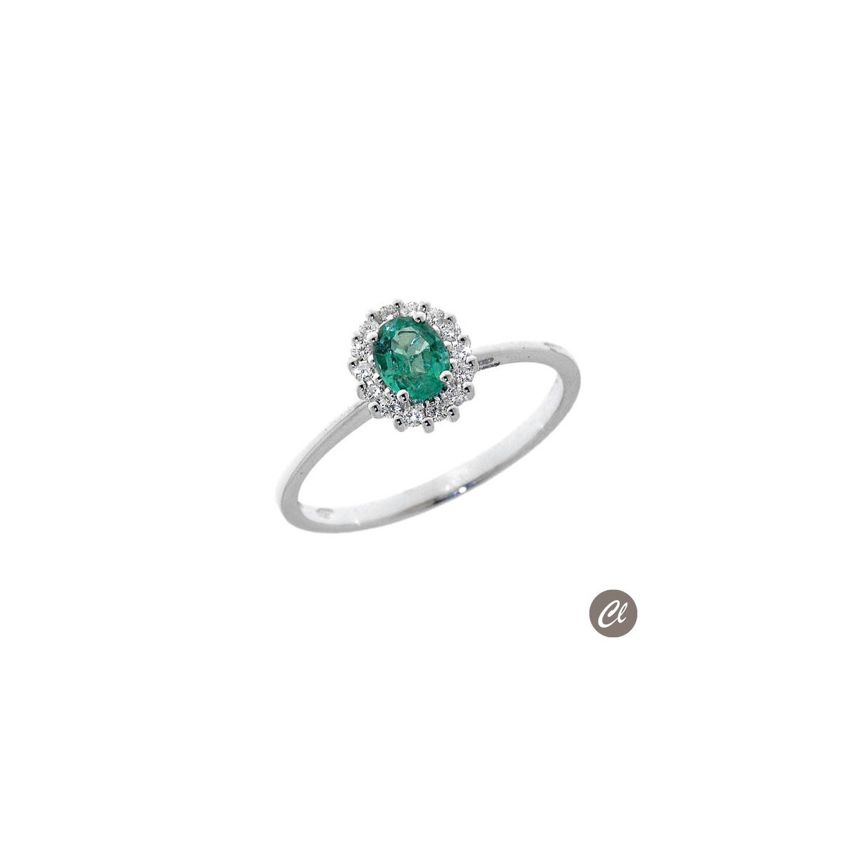 Solitario Diamante 0.13CT + Esmeralda 0.40CT AA031151SM