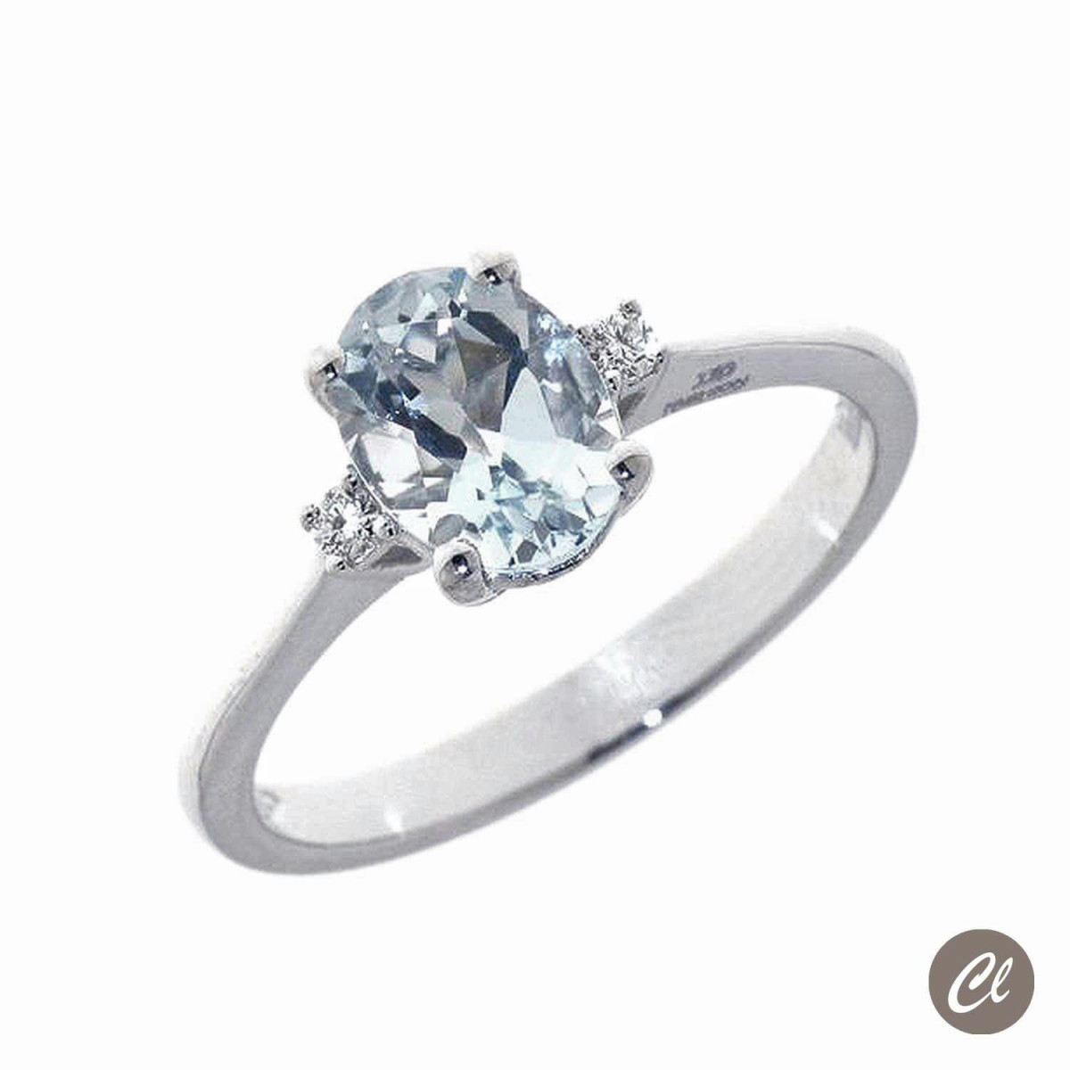 Solitario Aquamarina 1.15CT + Diamantes 0.04CT GVS AA031099