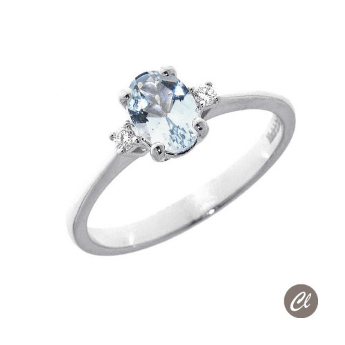 Solitario Aquamarina 0.70CT + Diamantes 0.04CT GVS AA031100