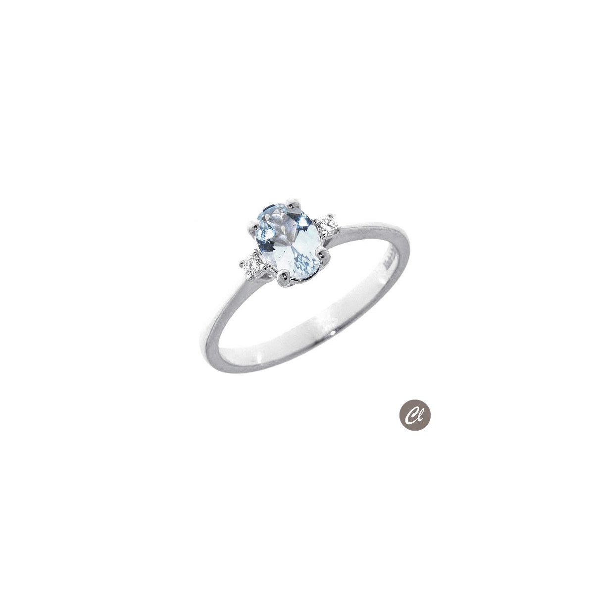 Solitario Aquamarina 0.70CT + Diamantes 0.04CT GVS AA031100