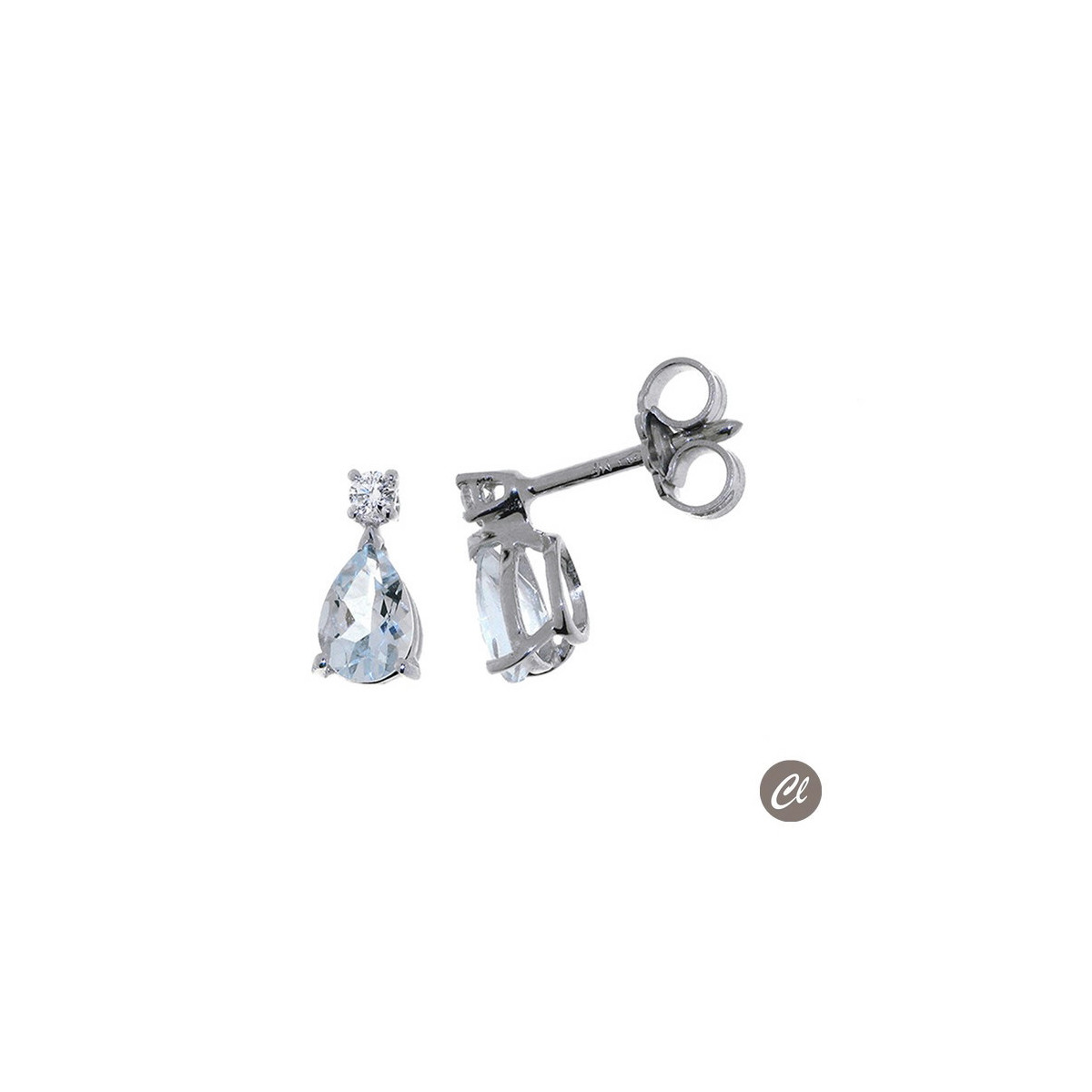 Pendientes Oro Blanco Aquamarina 0.80Ct y Diamante 0.04Ct GVS BB009058