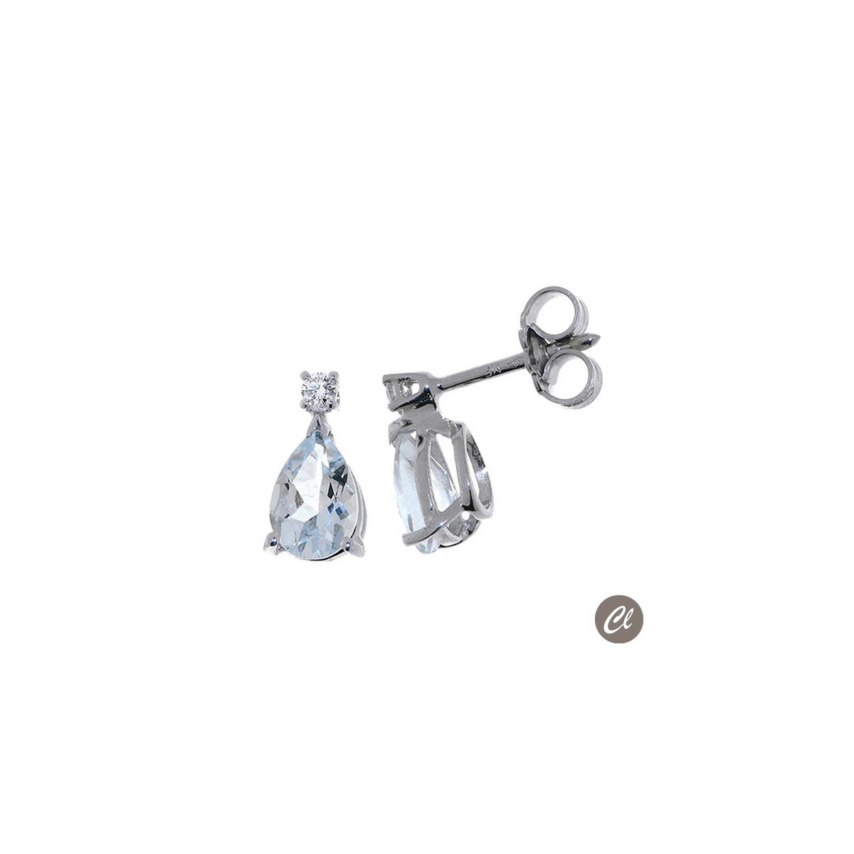 Pendientes Oro Blanco Aquamarina 1.80Ct y Diamante 0.08Ct GVS BB009060