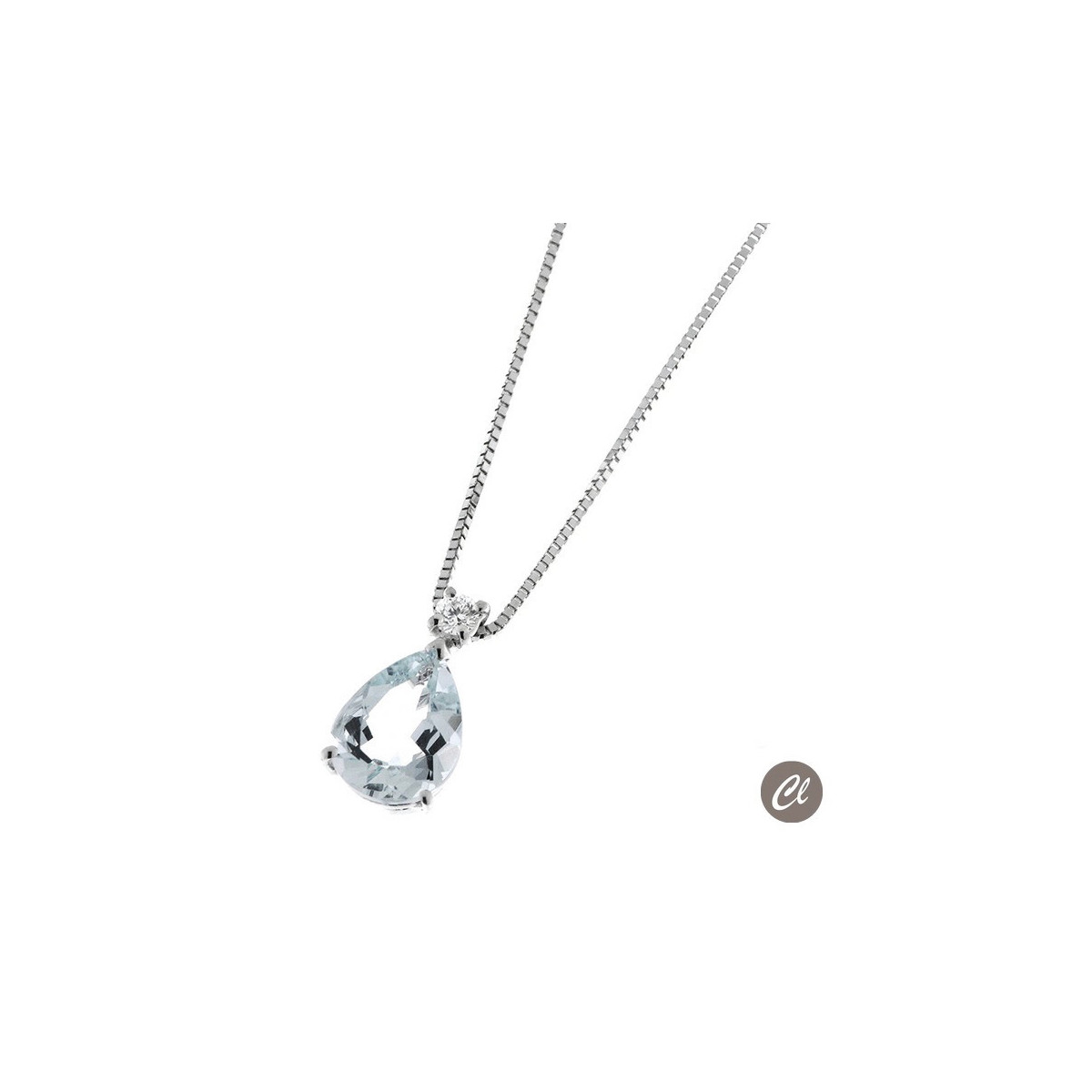 Colgante Aquamarina 0.90Ct y Diamante 0.04Ct GVS CLN011255