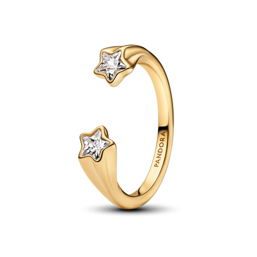 Anillo Pandora Abierto con un recubrimiento en oro de 14k Estrellas Fugaces - 163582C01