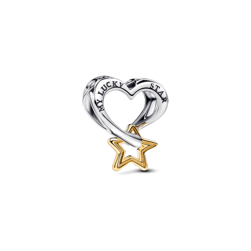 Charm Pandora Estrella y Corazón de la Suerte. Recubrimiento Oro 14K 763513C00