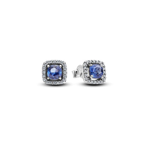 Pendientes Pandora Halo Azul Cuafrado Brillante 293551C01