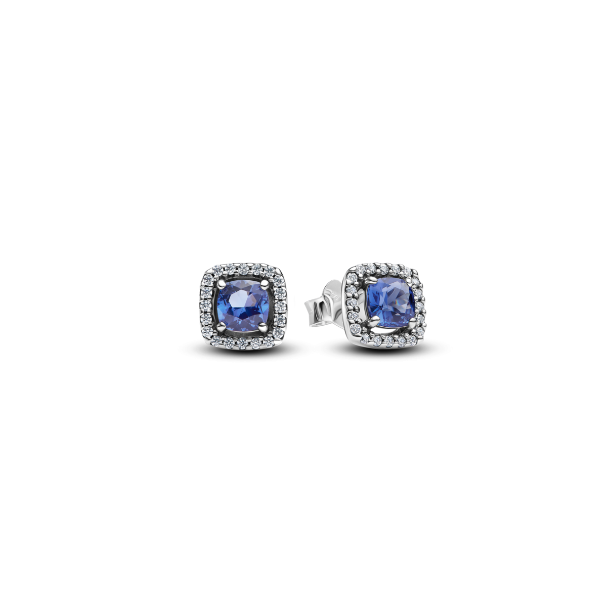 Pendientes Pandora Halo Azul Cuafrado Brillante 293551C01