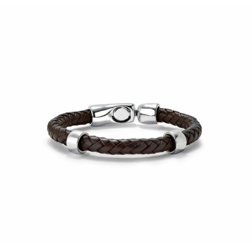 Pulsera UNODe50 Trenzada Cuero Marron PUL2459MARMTLXL