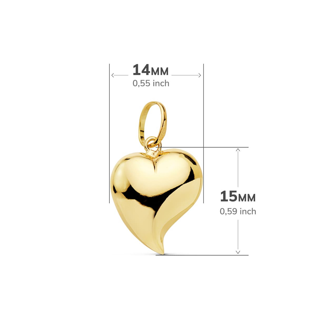 Colgante Oro 18K Amarillo Corazon Liso 15X14 Mm