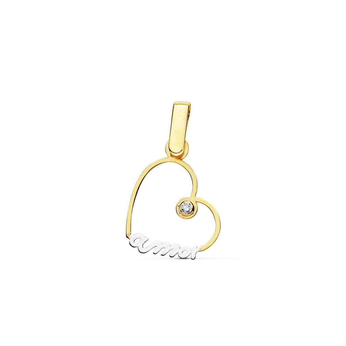 18K Colgante Oro Amarillo Corazón Amor 14x14 mm