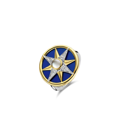 Anillo TI SENTO Estrella con Nácar y Baño de Oro 12303BL/56